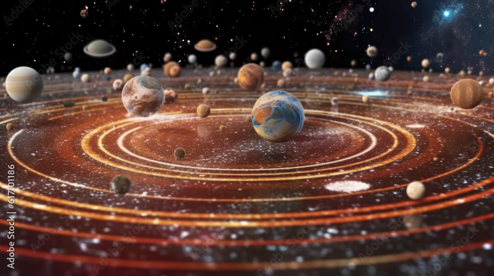 Wall mural planet in space created with generative ai technology