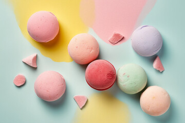 Fototapeta na wymiar Japanese Mochi ice cream on pastel colored background