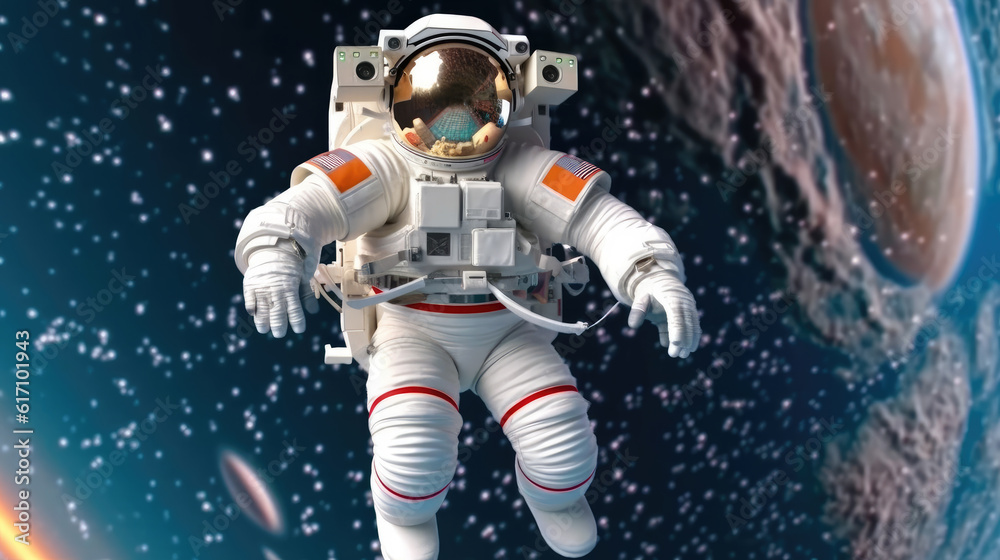 Wall mural astronaut in space created with generative ai technology