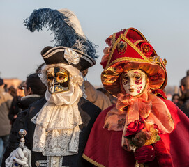 Fototapeta na wymiar Venetian Couple, Venice Carnival
