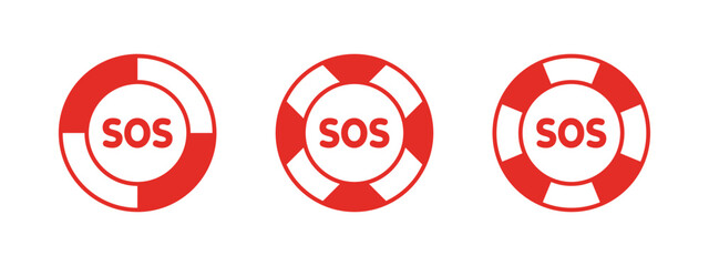 SOS Emergency icons. SOS icon in the form of a life buoy. Vector scalable graphics