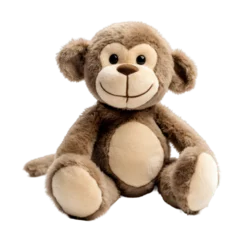 Foto op Aluminium Cute brown monkey stuffed animal isolated on a transparent background © 016Graphics