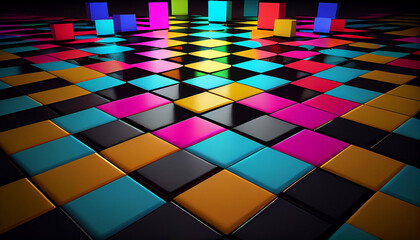 Abstract colorful dance floor in perspective Ai generated image