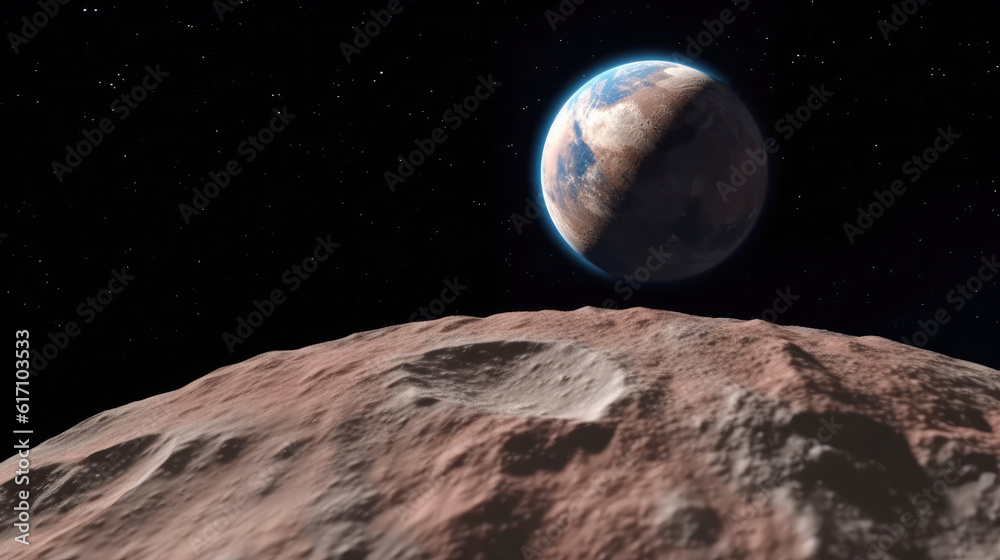 Wall mural earth and moon created with generative ai technology