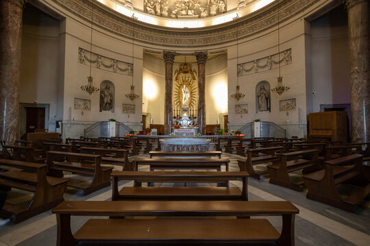 TURIN, ITALY, APRIL 11, 2023 - Inner of Gran Madre di Dio Church in Turin (Torino), Piedmont, Italy