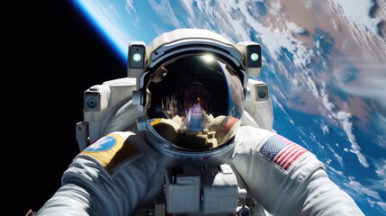 Fototapeta na wymiar astronaut in space created with Generative AI Technology