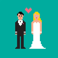 Wedding pixel art newlywed 