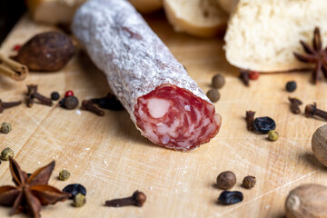 Sliced fresh Sausage with Mold