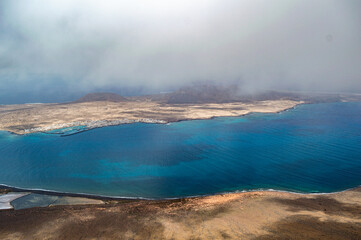 Views of the island of La Graciosa from the Mirador del Río in Lanzarote