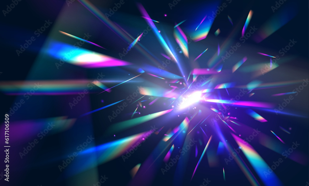 Leinwandbilder Transparent light refraction pattern for adding effects to backgrounds and objects. Holographic falling confetti glitters isolated on transparent background. Vector illustration.