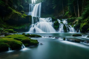 waterfall in the jungle generated by AI technology