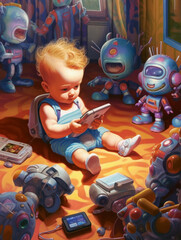 futuristic childhood,  generative ai