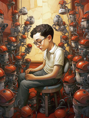 Naklejka premium futuristic childhood, generative ai