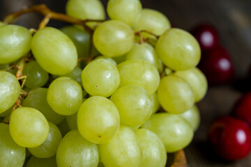 Large ripe grapes on the table