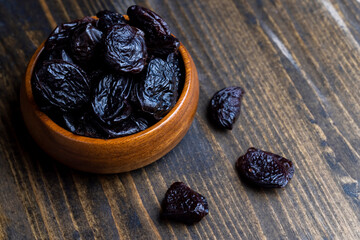 Dried plums on the kitchen table
