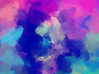Colorful oil paint brush abstract background blue pink