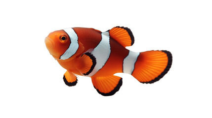 An orange and white clown fish isolated on a transparent background