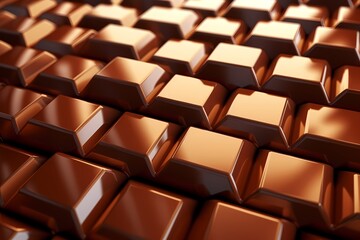 Obraz premium Background of chocolate bars. World Chocolate day. High quality illustration. Generative AI