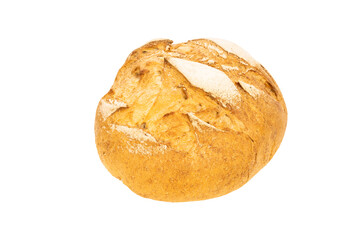 Freshly baked round bread isolated on white background