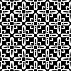Geometric pattern in ethnic style. Seamless background  with  abstract shapes. Black and white wallpaper. Abstract background  with Repeating pattern for decor, textile and fabric.