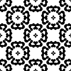 Geometric pattern in ethnic style. Seamless background  with  abstract shapes. Black and white wallpaper. Abstract background  with Repeating pattern for decor, textile and fabric.