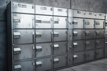 Mailbox. metal postbox postal service The text area. a mockup. Generative AI