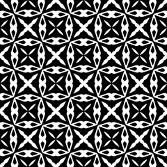 Geometric pattern in ethnic style. Seamless ornament  with  abstract shapes. Black and white wallpaper. Abstract background  with Repeating pattern for decor, textile and fabric.