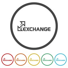 Exchange word arrows icon. Set icons in color circle buttons