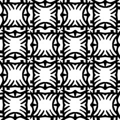 Geometric pattern in ethnic style. Seamless ornament  with  abstract shapes. Black and white wallpaper. Abstract background  with Repeating pattern for decor, textile and fabric.