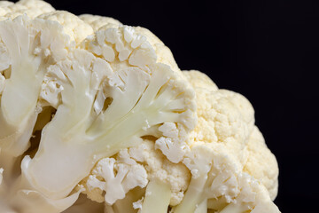 details of white cauliflower on the kitchen table