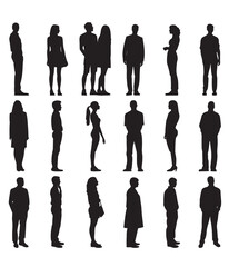 Mix collection of Men and Women, silhouette, black, isolated, symbols and vector on white background
