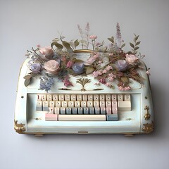 a victorian pastel casio keyboard powered by steam and dried flowers 