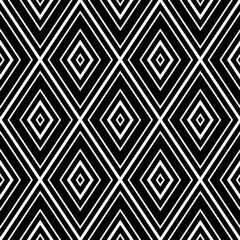 Geometric pattern in ethnic style. Seamless ornament  with  abstract shapes. Black and white wallpaper. Abstract background  with Repeating pattern for decor, textile and fabric.