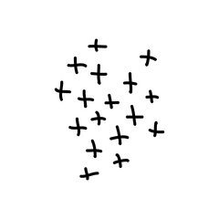 Doodle hand drawn cross stitch texture. Sketch minimalistic elements isolated on white background. Cute vector drawing.