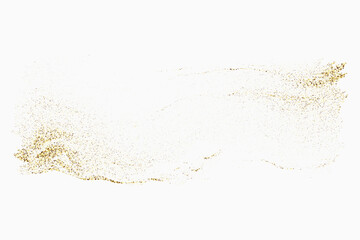 Fototapeta na wymiar Gold glitter texture on white background. Festive background. Golden explosion of confetti. Design element.