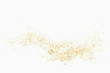 Fototapeta na wymiar Gold glitter texture on white background. Festive background. Golden explosion of confetti. Design element.
