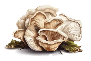 Oyster Mushroom round shape vector art white background.