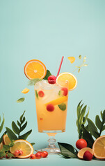 Cocktails with summer vibe color background