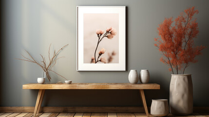 Poster Frame Mock up In Farmhouse Hallway Interior , Mockups Design 3D, HD
