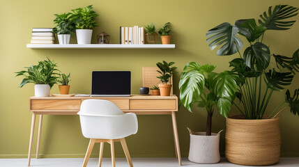 Eco-Friendly Office with Green Plants