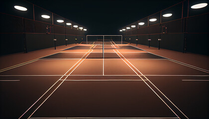 Fototapeta na wymiar Tennis court with lighting Ai generated image