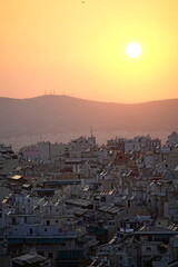 Sunset over the city of Athens