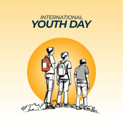 Youth day vector, poster, inspiring, colorful, student, travel
