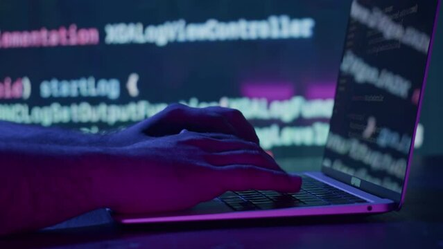 Man work with chat gpt AI online, connecting with AI and using a chat GPT. IT engineer software developer programmer interact with chat bot, making writing code. Typing on laptop