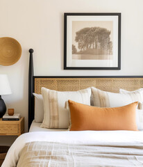 Retro, vintage interior design of bedroom. Created with generative AI