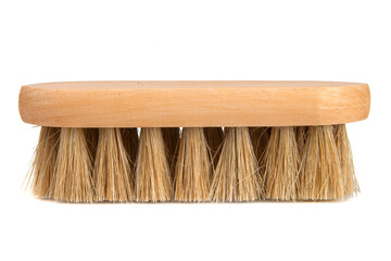 wooden scrubbing brush isolated over white background