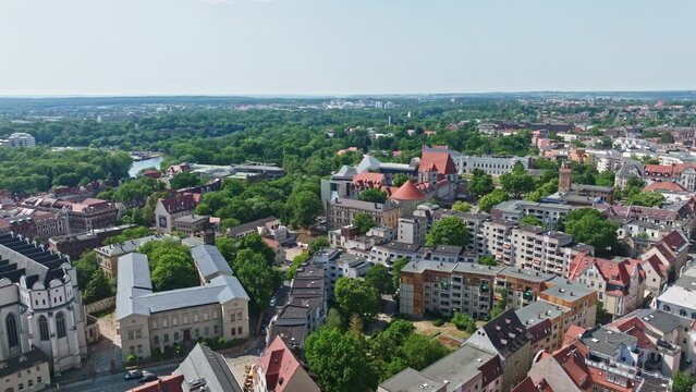 Drone shot of Art Museum Moritzburg Halle (Saale) (Kunstmuseum Moritzburg ) , Germany