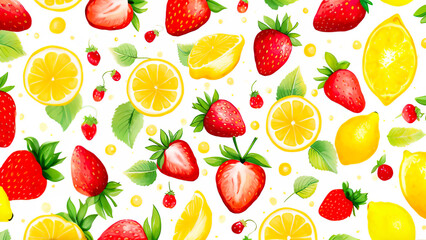 Patrón de fresas y limones 