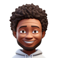 Memoji afroamerican happy guy on transparent background. PNG. Emoji, ai