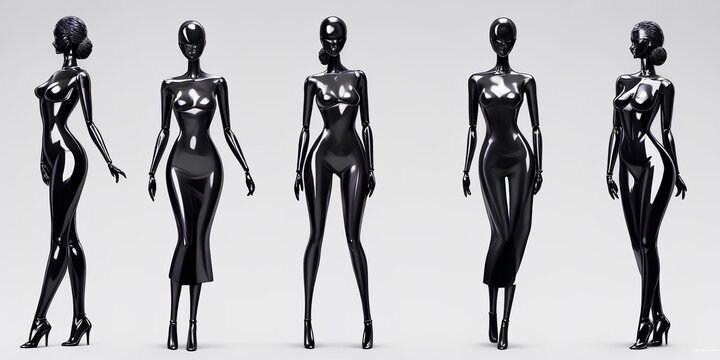 Mannequins of female figures on gray background, design for the cover. Generation ai